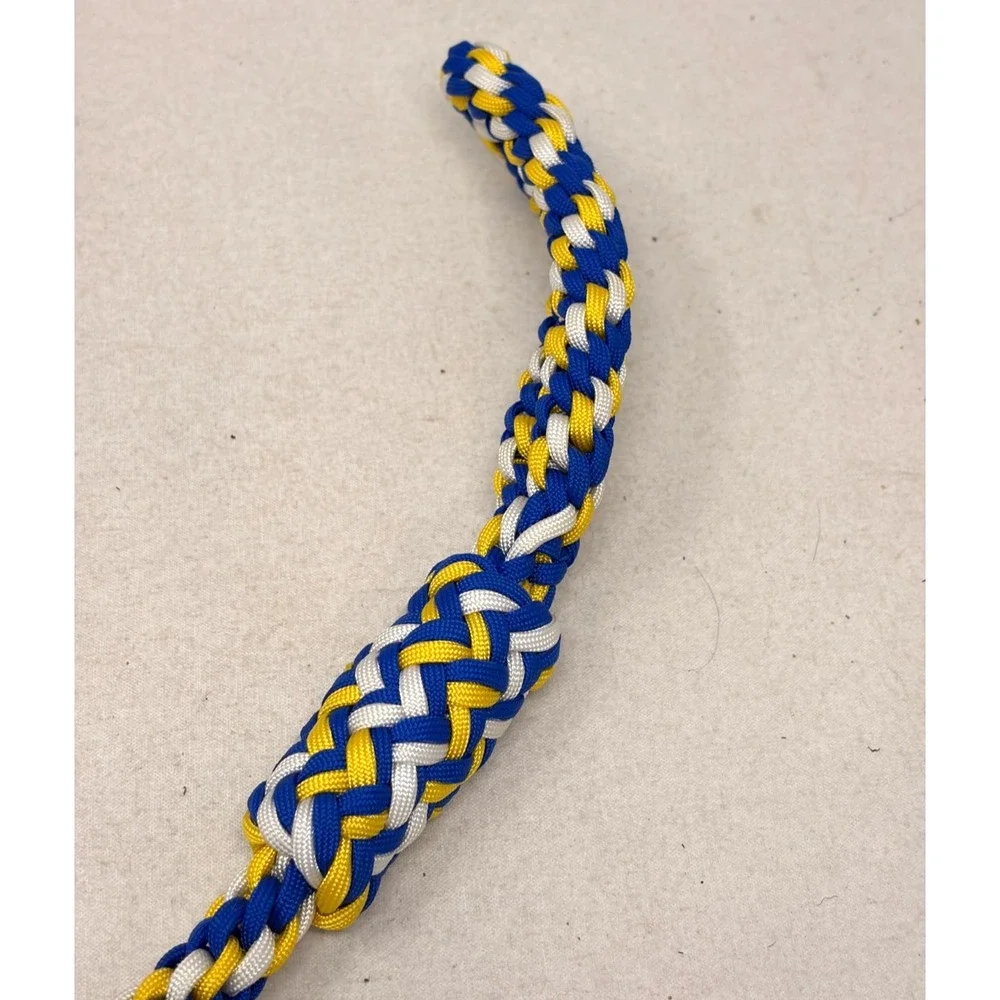 Handmade Braided Paracord Dog Leash Blue Yellow White 49